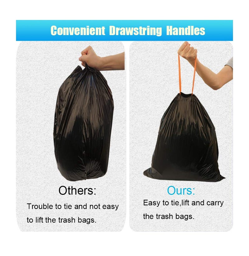 Feiupe 10 Gallon Drawstring Trash Bag Garbage Bag Trash Can Liner,0.9 Mil,90 Count (Black, 10 Gallon) - Image 5